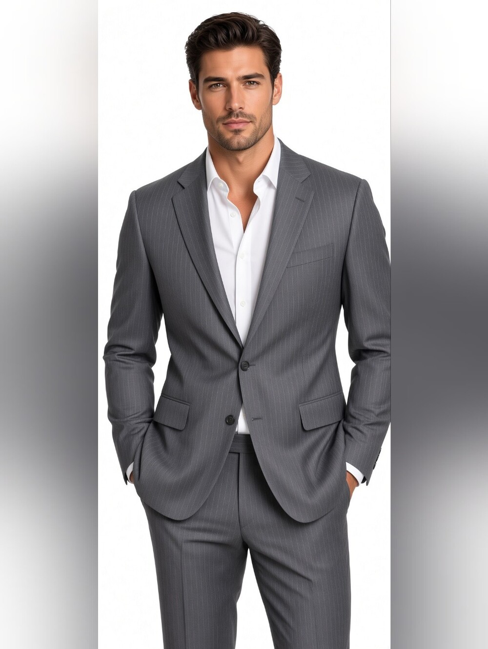 Reda Milano Hart Schaffner and Marx Super 130s Gray‎ pin stripe blazer 44R